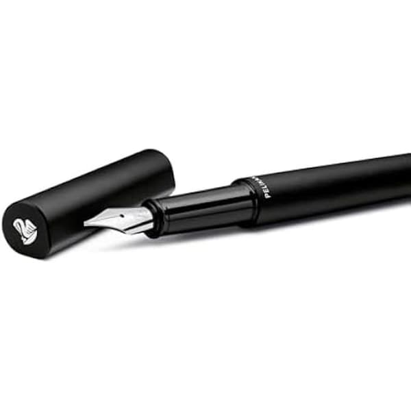 Stylo plume - PELIKAN - Ineo 823593 P6 - Noir Rock - Bläckpenna i rostfritt stål - Fällbar låda