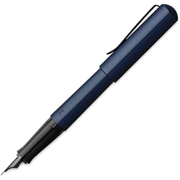 Stylo-plume - Faber-Castell - Hexo - Blå färg - Bläckpenna i rostfritt stål - Bredd M