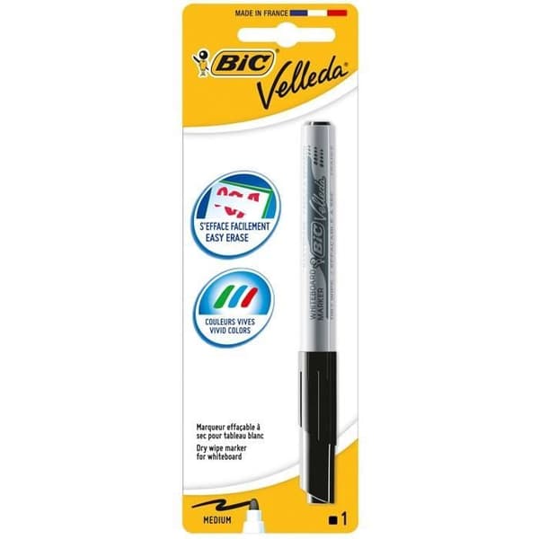 BIC Velleda 1741 torrraderingsmarkör - Svart bläck - Medelvikt