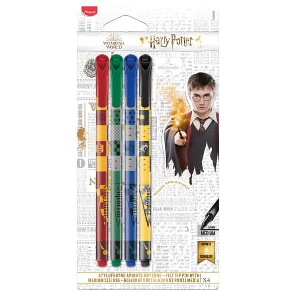 4 tuschpennor MAPED HARRY POTTER Medium point Diverse färger