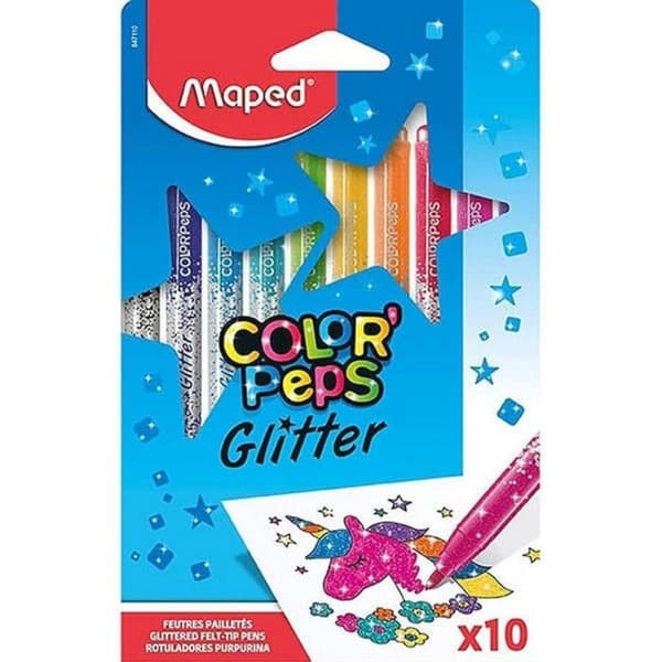 Färgpennor - Maped - Color'Peps - 10 pennor - Spets ogiv - Glittrande effekt
