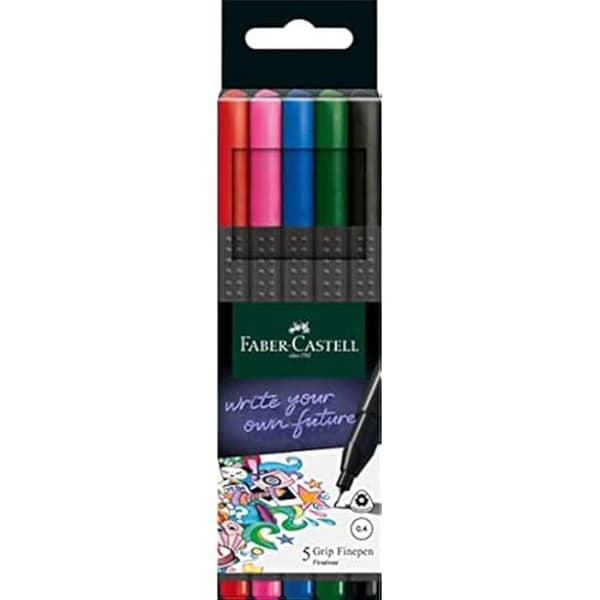 Filtpenna - FABER-CASTELL - Grip Finepen - Fiber spets 0,4 mm - Förpackning med 5 stycken - Ergonomisk
