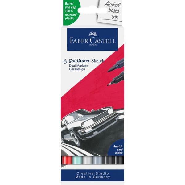 6 filtpennor - Ritning - Faber-Castell - Goldfaber Sketch - Dubbel spets - Bildesign
