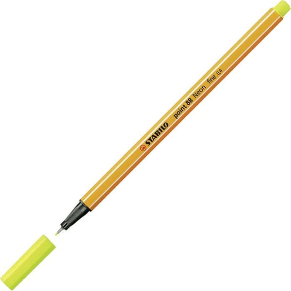Stylopenna - STABILO - 88 - Neon gul - Fin spets - Linjebredd 0,4 mm