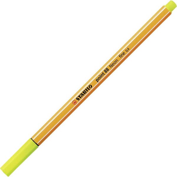 Stylopenna - STABILO - 88 - Neon gul - Fin spets - Linjebredd 0,4 mm