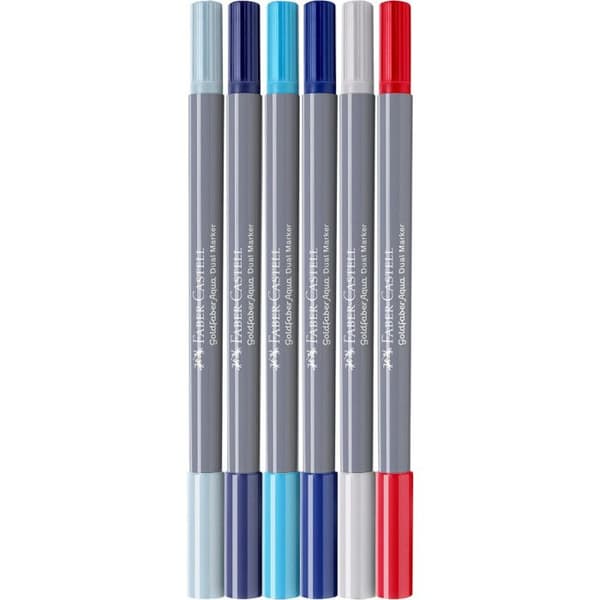 6 filtpennor - Ritning - Faber-Castell - Goldfaber Aqua - Dubbel spets - Hav