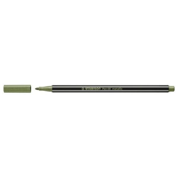 Stabilo markörer - 68/843 - Metallisk markör - Pen 68 metallic - Set med 10 medelstora markörer - Ljusgrön
