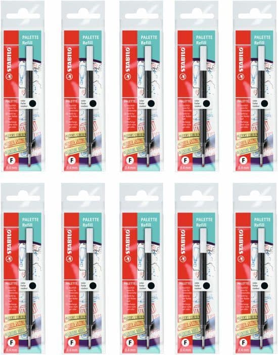 Stabilo - 268/046-01 - rullbollspenna - Lot x 10 refills för gel bläckpenna - Palett - svart
