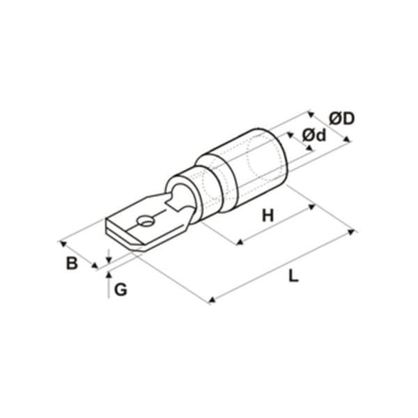 Box 10 Terminal Faston machoisolerad 4,8 mm Electro DH Röd färghus 10,914/4,8/R/BOX 8430552088171