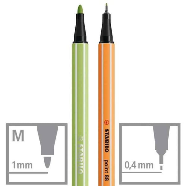 Set med tuscher - STABILO - Pen 68 OCH point 88 - Pastellfärger - 12 stycken - Fin spets