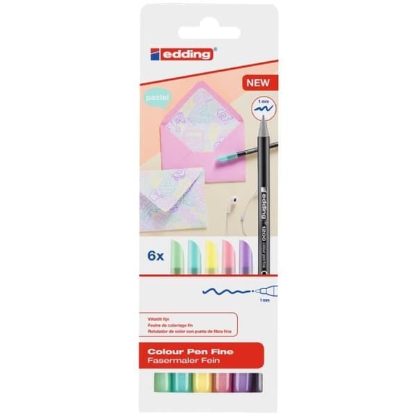 Edding 1200 Filtpennor - Pastell - Extra Fin spets - 6 st