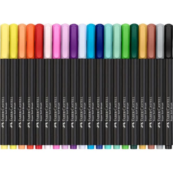 20 färgmarkörer - Alla media - Ljusa färger - Faber-Castell - Black Edition