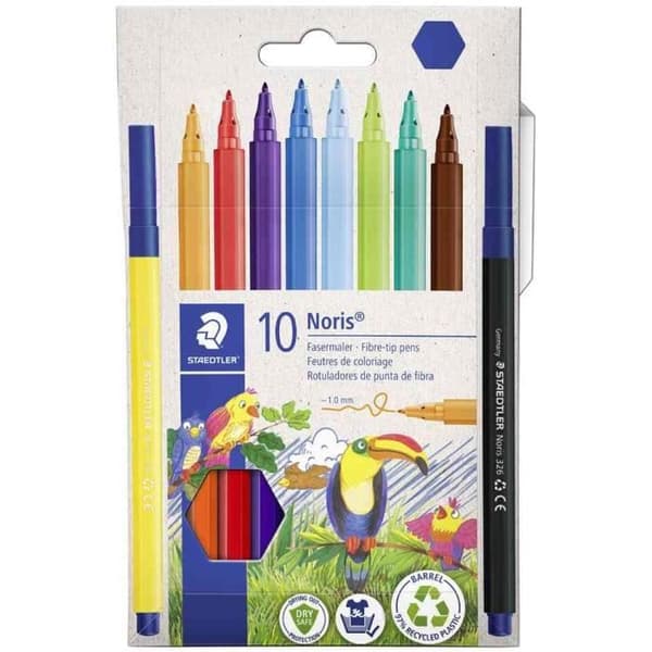 Filtre - STAEDTLER - Noris - Etui med 10 - Blockspets - Tvättbar bläck - Mixad
