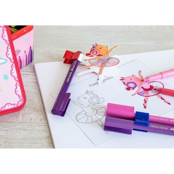 FABER-CASTELL Ballerinalåda med 33 Anslutningsmarkörer - Blandade färger