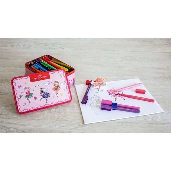 FABER-CASTELL Ballerinalåda med 33 Anslutningsmarkörer - Blandade färger