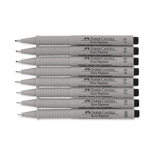 Filtpen - FABER-CASTELL - ECCO PIGMENT - 8-pack - Färg svart - Fin spets