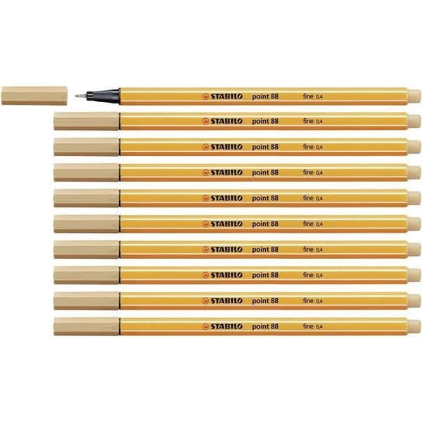 Stabilo 88-88 - Fineliner Point 88 Reservoarpenna - Blek ockra - Pack