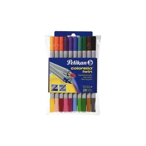 Tvåfärgad filtpenna - Pelikan - Colorella Twin C 304/10 - 10 pennor - Rund spets - Tvättbar