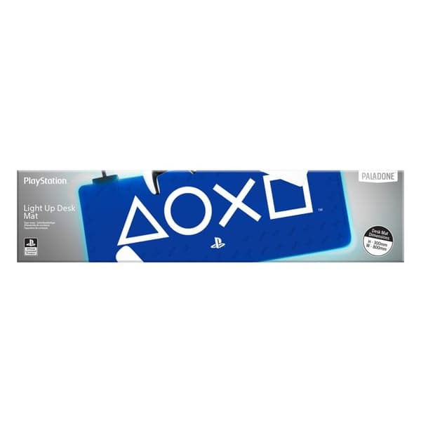 Playstation skrivbordsmatta - PALADONE - 30cm x 80cm - LED-ljus - Blå/Vit