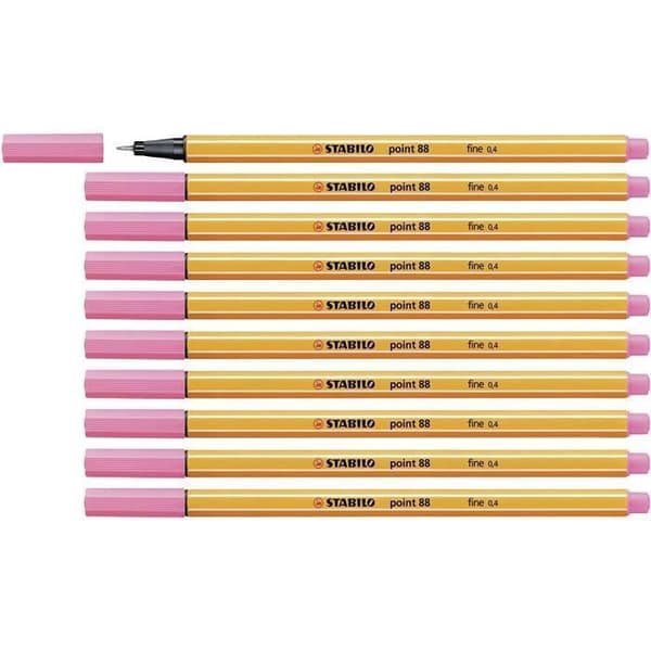 Stylo-plume Fineliner - Stabilo - Point 88 - Rosa - Paket med 10 - Fin spets
