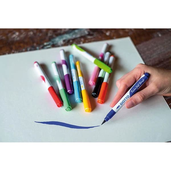 Penslar - GIOTTO - Turbo Soft Brush - 10 st - Klara färger - Flexibel spets