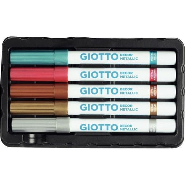 Feutrer DecorMetal - GIOTTO - 5 Feutrar - Metallic Färger - För Barn - Vattenbaserade