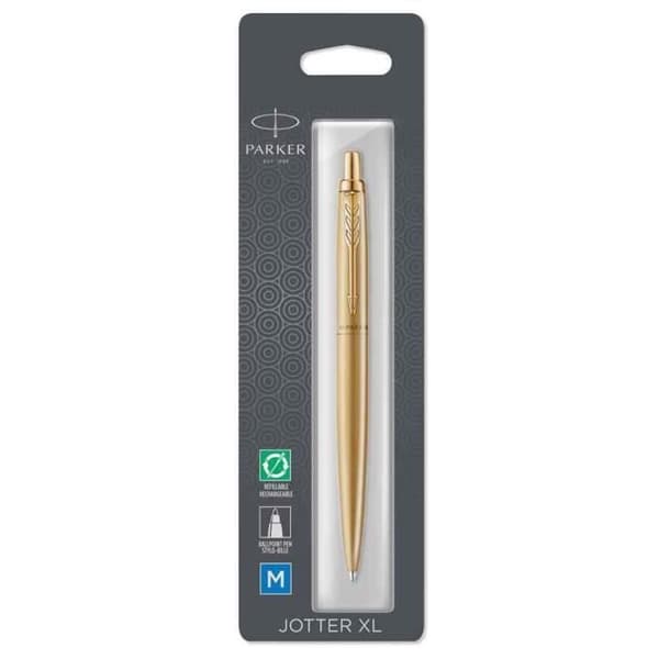 PARKER JOTTER XL Monokrom kulspetspenna - Gult guld - Medium spets - Blått bläck