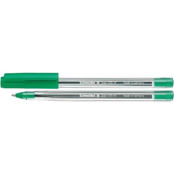 Kulspetspenna - SCHNEIDER - Tops 505 - Click cap - Rostfri stålspets M - Grön - Pack of 50