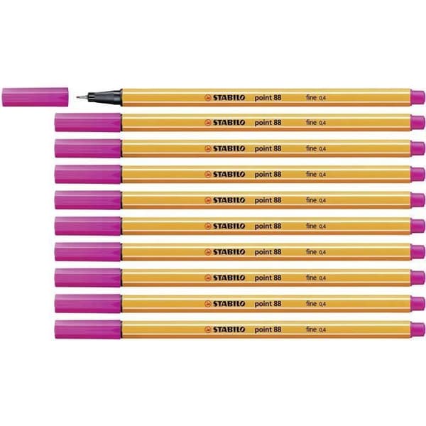Stabilo 88-56 - Point 88 Fineliner Reservoarpenna - Fuchsia - Paket om 10