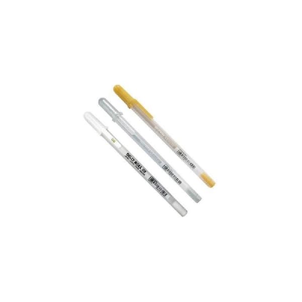 Set med 3 Sakura Gelly Roll Metallic Gel Pennor - Guld Silver Vit - Gel Bläck - Diverse