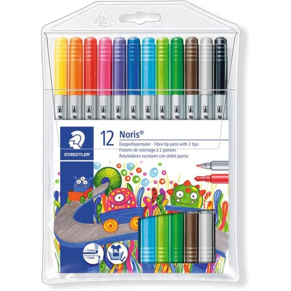 Färgpennor - STAEDTLER - NORIS CLUB - 12 pennor - Dubbel spets - Blandade - Mixade