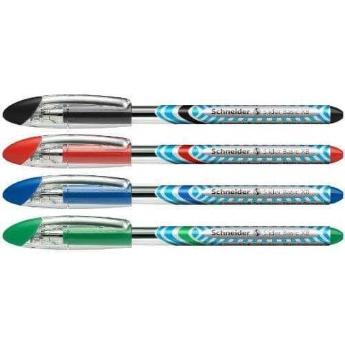 Schneider Paket med 4 kulspetspennor Slider (svart/grön/röd/blå)