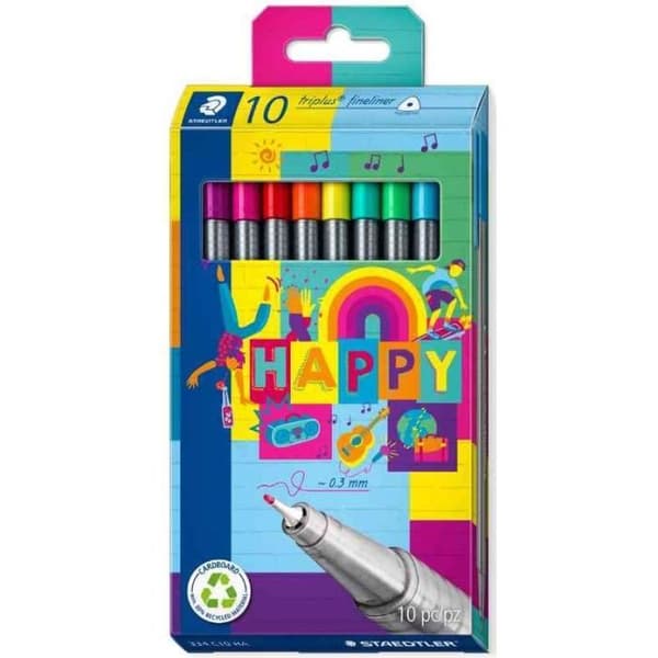 Fineliner triplus HAPPY, etui om 10 st