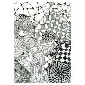 Zentangle-kort - Zentangle - 20 kort - Svart - 89x89 mm - För vuxna
