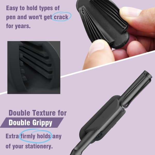 INF Silikone Pen Holder Clips - 2-pak Sort