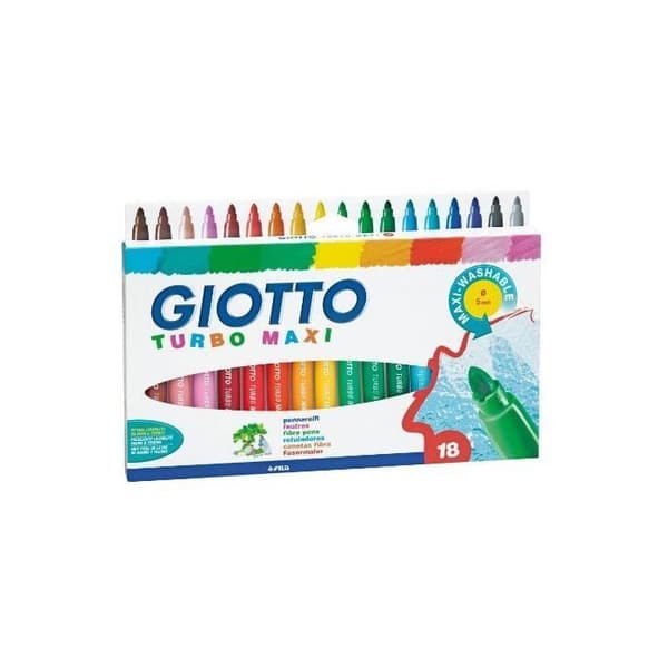 Färgpennor - GIOTTO - Turbo Maxi - Paket med 18 - Bred spets - Blandade färger