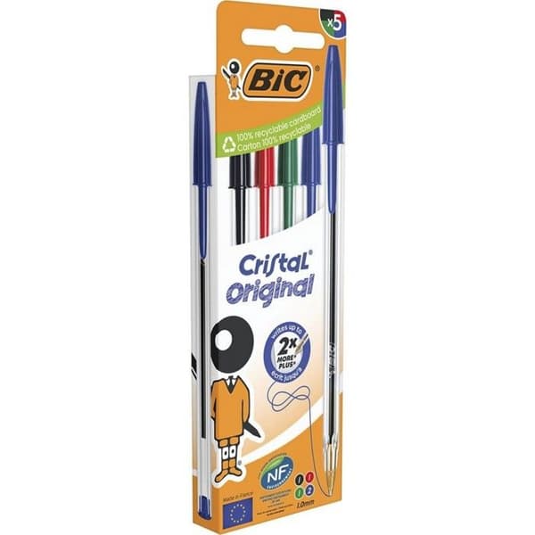 BIC Kulspetare Kristall 1,0 mm Assorterat 5-pack