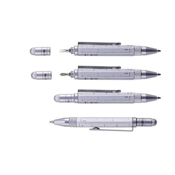 TROIKA Konstruktion Lilput, Multifunktionsbläckpenna, Svart, Silver, Titan, Sexkantig, 1 mm, Medium