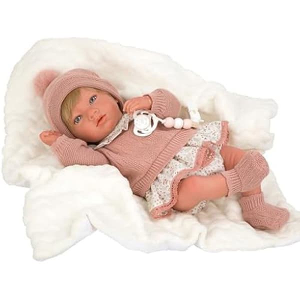 Reborn baby doll Arias Abril 40 cm - Manta rosa - Huvudfärg rosa - För blandad baby