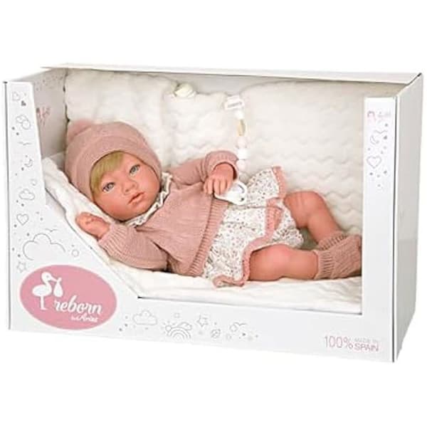 Reborn baby doll Arias Abril 40 cm - Manta rosa - Huvudfärg rosa - För blandad baby