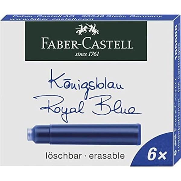 Bläckpatroner för bläckpenna - FABER-CASTELL - Paket med 6 - Blått bläck - Återfyllningsbar - Unisex