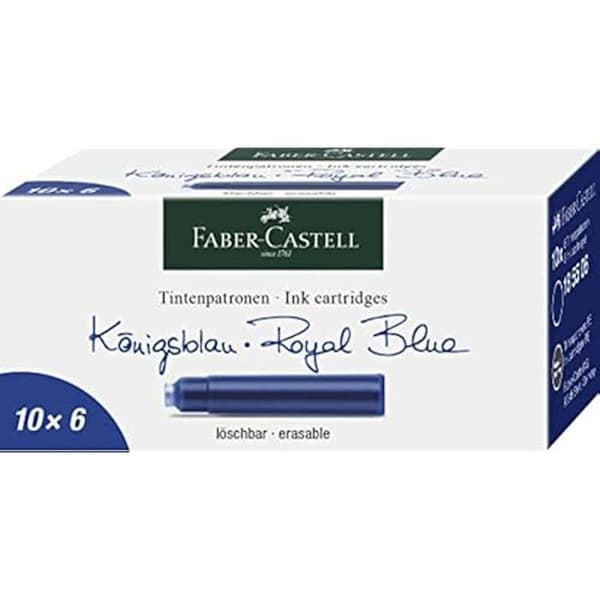 Bläckpatroner för bläckpenna - FABER-CASTELL - Paket med 6 - Blått bläck - Återfyllningsbar - Unisex