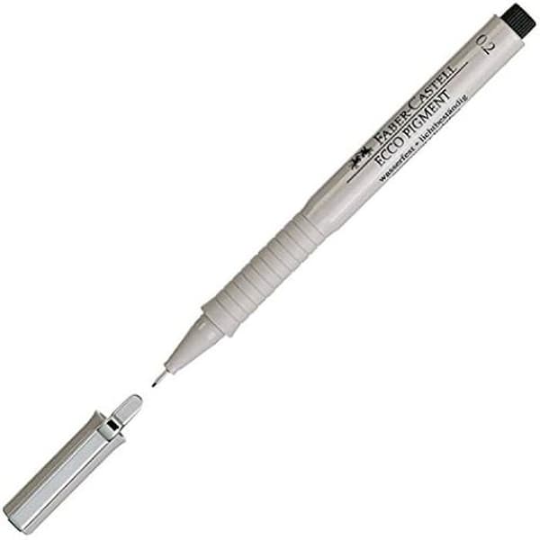 Ecco Pigment bläckpenna 0,2 mm - FABER-CASTELL - Fin spets - Vatten- och ljusbeständigt svart bläck