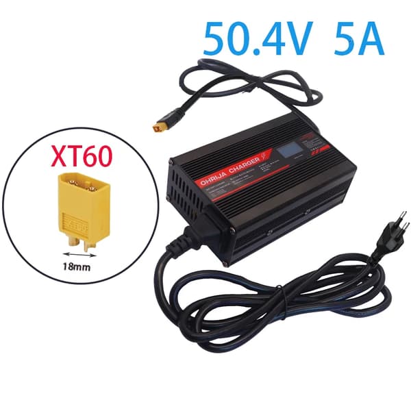 50.4V Litiumioniakku Lataaja, 5A Ulostulo Virta, Useita Suojatoimintoja,XT60, EU-220V