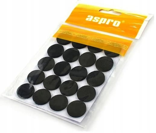 Selvklæbende filtpuder, sorte, diameter 20 mm, 20 stk.