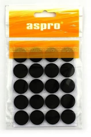 Selvklæbende filtpuder, sorte, diameter 20 mm, 20 stk.
