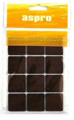Selvklæbende filtpuder brune 2,8x2,8 cm 12 stk.