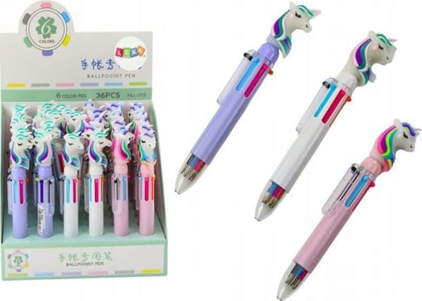 Stylo - pennset - refill Leantoys automatisk kulspetspenna regnbåge, blandning av 6 färger