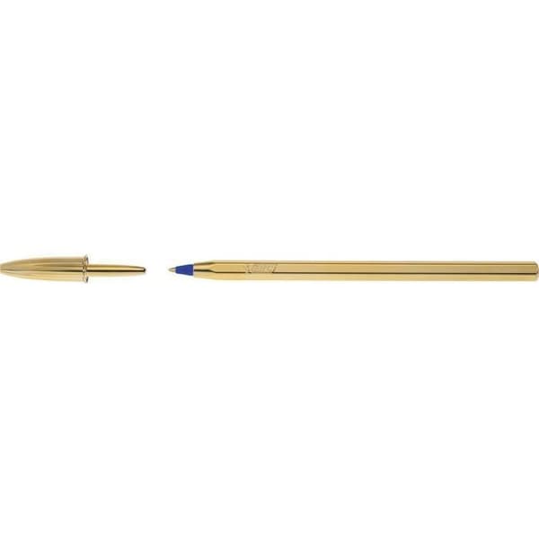 Kulspetspenna - BIC - CRISTAL SHINE - Medium Point - Blå - Guld