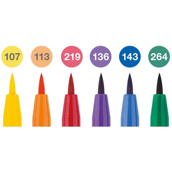 Markörer - Faber-Castell - Pitt Artist Pen - Färghjul - Etui med 6 markörer